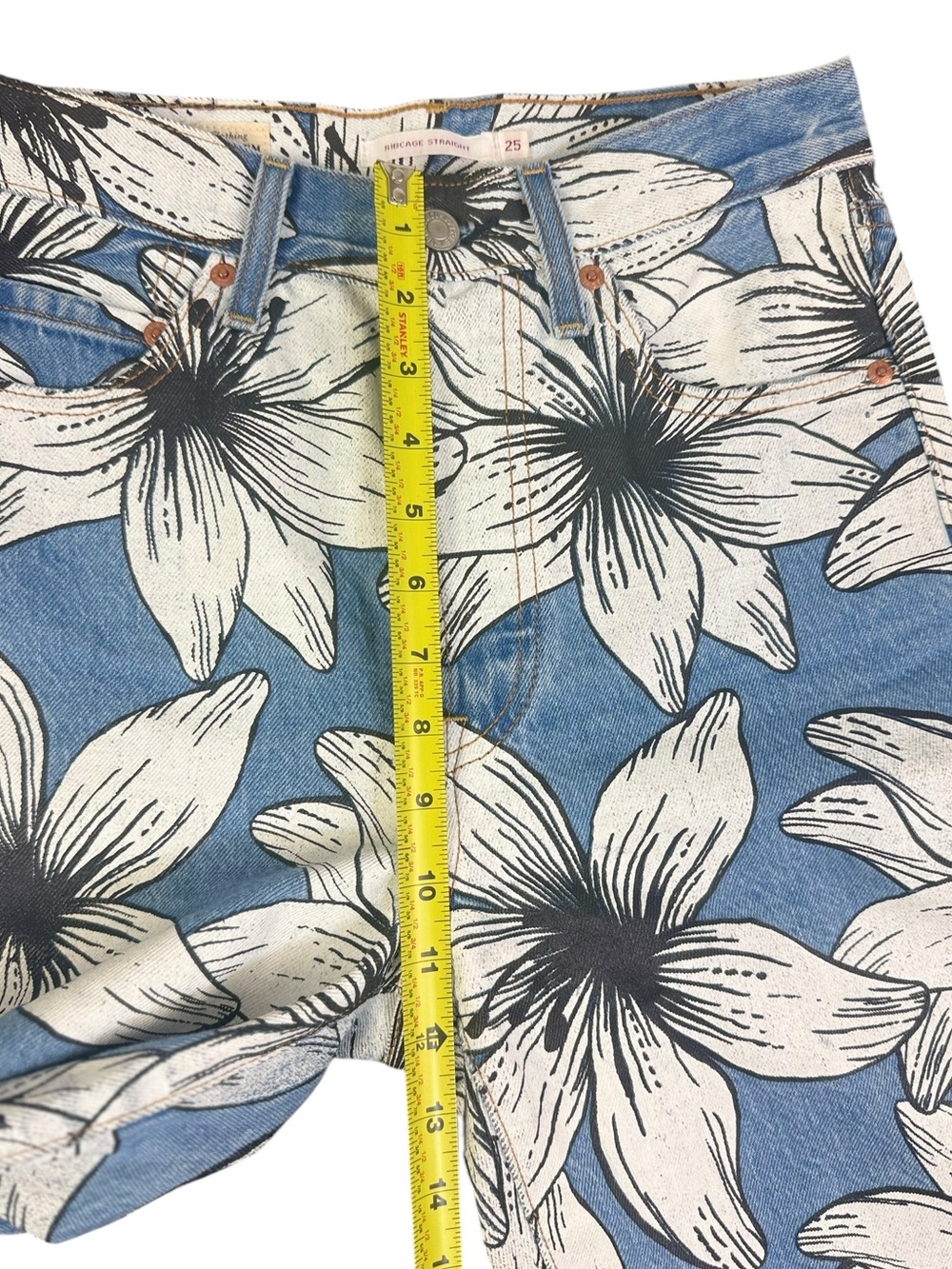 Levi's x Farm Rio Tropical Flower Burst Ribcage Straight Jeans 25 - Picture 8 of 15